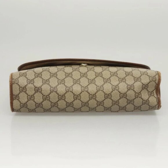 GUCCI GG Supreme Web Sherry Line Clutch Bag PVC Beige - Picture 7 of 15